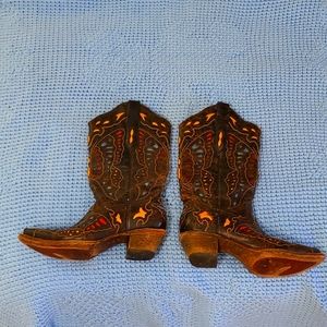 Corral leather dark brown cowboy boots with color cutouts, size 6.5